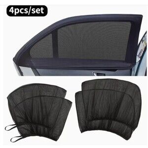 Set of 4 Universal Window Shade Sunshade Mesh Net For Sedan Compact Car